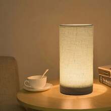 1pc Modern Scandinavian Wooden Frame Table Lamp With Linen Shade, Warm Light LED Lamp With USB Power, Creative Lamp For Bedroom, Living Room, Dining Room, Office - one-size - View 10