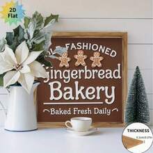 Decorazione natalizia in legno piatta e vintage a forma di casetta di pan di zenzero, 20x20 cm, decorazione multifunzionale per casa e ufficio, opera d'arte da parete in legno composito, ispirazione artistica per la decorazione della parete