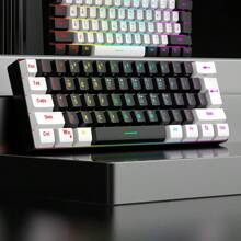 1pc 61-Key Wired White/Black Keyboard RGB Backlight, Gaming & Office Set, Suitable For Home, Office, And Game
