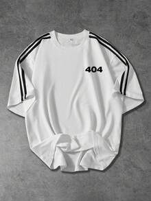 Shwiy 男士学院风运动休闲数字印花黑色缎带T恤，适合春夏日常穿着、街头时尚，也可作为男友礼物 - 白色 - 查看 2