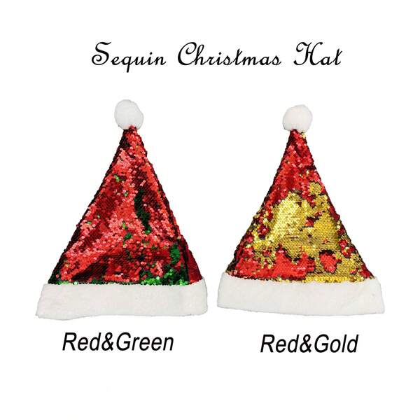 1 pezzo Cappello natalizio reversibile con paillettes doppie, cappello di Babbo Natale con corna di paillettes colorate e perline, adatto per adulti, colore cambiabile, elemento essenziale per la decorazione natalizia, regalo ideale per compleanni