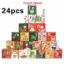 24 piezas Cajas de regalo de Navidad Calendario de Adviento Cajas de dulces Cajas de embalaje de papel con 24 números Cajas de regalo de Navidad, Cajas de regalo para la fiesta de Nochebuena, Suministros de decoración navideña, Edición limitada