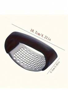 1 pieza Prensa de ajo de acero inoxidable manual, trituradora, machacadora, herramienta de cocina - Negro - Ver 3