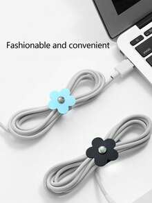 1pc Silicone Floral Earphone Cord Organizer, Suitable For Wired Earphones, Data Cables, Storage & Managementcharger Case Power Bank Phone Charger Digital Camera Accessories - Multicolor - View 7
