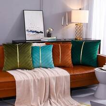 Pillows Sofa BedChristmas Green Velvet Throw Pillow Covers 18x18 Inch Pack Of 2 With Gold Leather Home Decorative Cushion Cases Luxury Modern Pillow Covers Sofa Bedroom Livingroom Car - Xanh nước biển - Xem 8