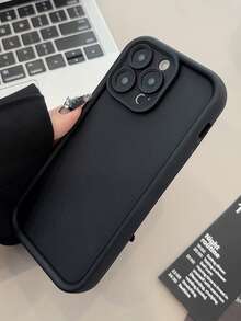 奢华时尚纯色材质三件套手机壳，带摄像头保护，适用于三星 Galaxy S24 S23 S22 S21 Ultra，哑光表面，春季礼物，生日派对佳品 - 棕色+黑色+白色 - 查看 3