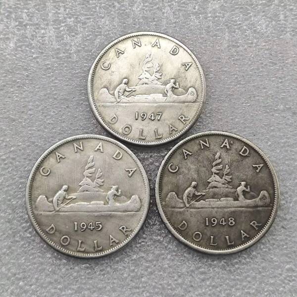 1945,1947,1948 Canadá 1 Dólar - Moedas Cópia George VI 1 Pc