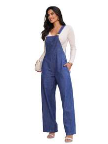Women's Denim Jeans Overalls 100% Cotton - màu xanh da trời - Xem 2
