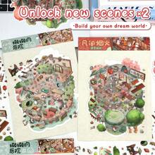 Autocolante DIY de dimensiuni mari, autocolante cu peisaje pentru adulți, autocolante cu case, autocolante pentru scrapbooking, autocolante 3D cu micro-peisaj în miniatură pentru case, autocolante DIY pentru scrapbooking, autocolante cu peisaje, autocolante cu peisaje, autocolante pentru caiet, reutilizabile, disponibile în mai multe dimensiuni