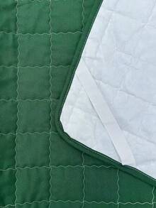 1pc Contoured Grid Quilted Waterproof Mattress Pad (Pillow Case And Pillow Core Not Included), Thin Mattress Topper, Suitable For Single Or Double Bed, Soft & Comfortable Solid Color Bedding Mattress Cover, Wine Red/Dark Green/Black, For Home Bedroom, Hotel, Nursing Home, Waterproof & Leak-Proof - Dark Green - View 7