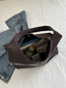 2025 New Fashion Solid Color Commuter Tote Bag, Minimalist Niche Design Underarm Bag, Stylish Large Capacity Shoulder Bag