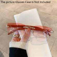 Unisex Luxury Wooden Frameless Glasses - Vintage Metal Frame, Brown Lenses, Decorative PC Lenses, Includes Metal Hinges And No Battery/Complex, Fashionable Glasses, Elegant Glasses - 金粉紅色 - 查看 13