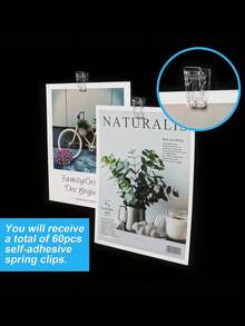 Self-Adhesive Clips, Wall Hanging Tapestry Clips, Plastic Sticky Clips, Small Hanging Spring Clips, Double-Sided Sticky Spring Clips, Suitable For Posters, Photos, Flags, Hooks, Home & Office Use - Clear - View 2