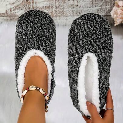 Women's Slippers, Soft & Thick Lining, Breathable Fabric, Dual-Color Minimalist Design, Lightweight Non-Slip Sole, Casual Indoor/Home/Office Slippers, Suitable For Men & Women, Christmas Slippers, Easy To Clean & Machine Washable
