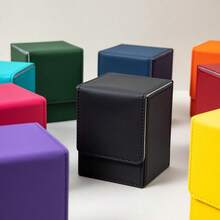 [Premium Card Storage] 100 Cards Premium PU Multi-Color Stackable Card Storage Box | With Leader Display Window For MTG, PTCG & TCG Board Games - Green - View 3