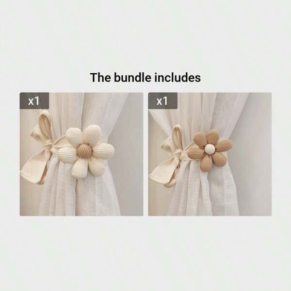 1 Cute Three-Dimensional Flower Curtain Bandage Pendant, A Pair Of Sets, Simple And Fresh Curtain Buckle Lace Hanging Ornament, Random Color