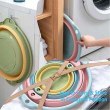 Foldable Wash Basin Set, Portable Plastic Basin Suitable For Travel, Camping, Laundry, Dorm Sink, Usable For Whole Family - Multicolor - View 5