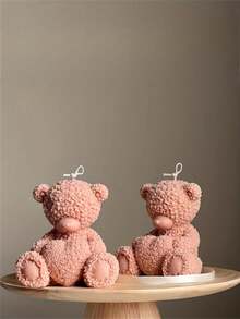 Molde de silicona en forma de oso abrazando un corazón 3D, molde DIY para hacer velas con forma de oso de peluche con corazón en forma de abrazo, para elaborar velas de aromaterapia, yeso, resina y decoración del hogar, manualidades y regalos - Blanco - Ver 4