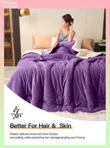 1 件深紫色牛奶绒和羔羊毛双层缝合超柔软传统法兰绒珊瑚绒毛毯，适用于沙发、办公室、卧室、旅行和露营，多功能四季毛毯，可机洗，适合男孩、女孩、学生宿舍 - 紫色 - 查看 5