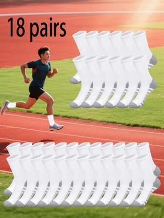 8/18 Pairs Men's Striped Mid-Calf Socks, High Elasticity Soft Mid-Calf Sports Socks, Comfortable Breathable Elastic Moisture-Wicking Odor-Resistant Socks, Suitable For Men And Women To Wear Daily And Outdoor In Spring, Summer, Autumn And Winter