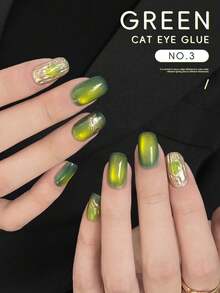 XEIJAYI 1pc Fashion Cat Eye Nails Holographic Nail Art Designs 15ml Reflective Cat's Eye Magnetic Gel Soaking UV LED Gel Salon Female Nail Art Tools - 綠色 - 查看 7