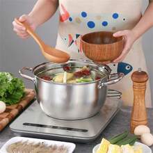 Sus304 Stainless Steel Steamer Pot, Soup Pot, Porridge Pot, Milk Pot, Small Cooking Pot, Suitable For Gas Stove And Induction Cooker Seafood Boil - Silver - View 3