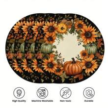 4pcs/6pcs/8pcs Set Pumpkin & Sunflower Wreath Placemats, Thanksgiving Harvest Placemats, Suitable For Party, Kitchen, Dining Table Decor - 15 Inches