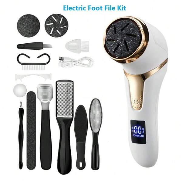 10 In 1 Electric Pedicure Tools Foot Care File Leg Heels Remove Hard Cracked Dead Skin Callus Remover Feet Foot Files Clean Care Machine 1500mAh
