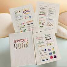 1 套 DIY 针法书，适合初学者和专家的便携式刺绣伴侣，分步缝纫项目手册 - 白色 - 查看 11