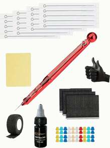 yikexuanli 1 Set Hand Poke & Stick & Poke Tattoo Kit With Ink, Tattoo Needles, 15ml/0.5oz Tattoo Ink, Tattoo Practice Skin, Black Tattoo Wrap, Black Tattoo Ink, And Reliable Hand Poke Tattoo Kit, Suitable For Tattoo Artists - Multicolor - View 10