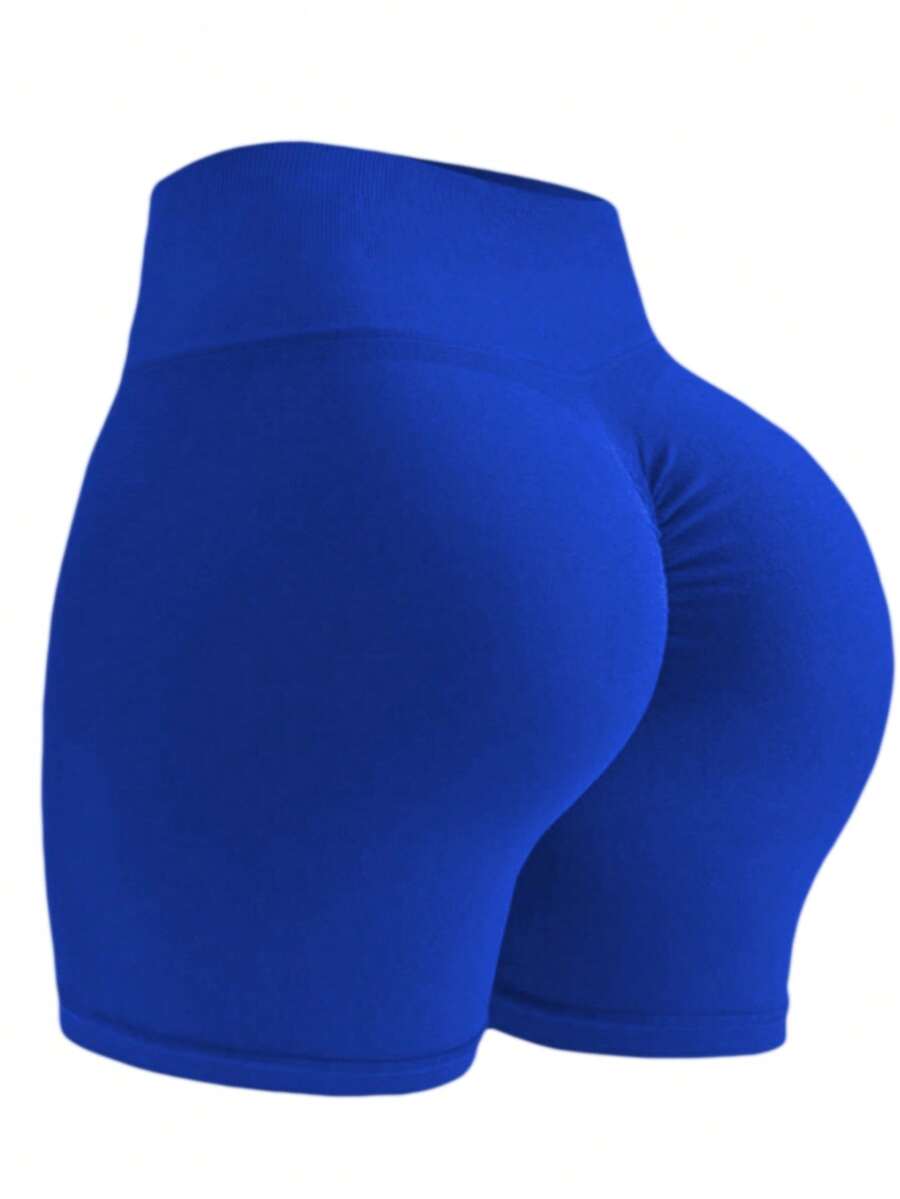 Quần short bó sát cạp cao, không đường may, chất liệu vải dệt kim màu đào, giúp kiểm soát vùng bụng, nâng mông, thích hợp cho chạy bộ, tập thể dục, yoga, quần short spandex, quần boxer nữ mùa hè.