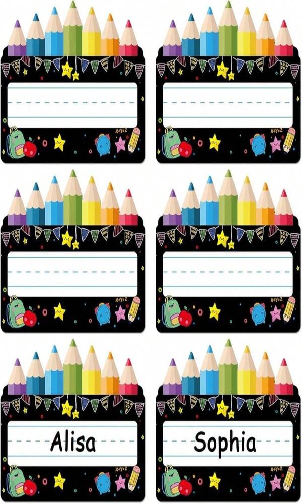 SICOHOME Name Tags For Classroom Desks - 36pcs Chalkboard Bright Student Names Plates - Cubby Name Tags For Kindergarten Preschool Classroom Back To School Teacher Supplies Must Haves
