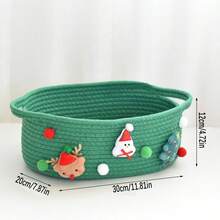 1PC Christmas Gift Packaging Basket, Woven Santa Claus Apple Bag Tote Bag, Holiday Gift Packaging Basket Storage Basket, Suitable For Christmas Gift Packaging, Storage Of Apple Candies, Etc - Multicolor - View 6