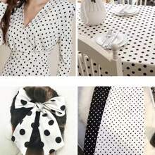 0.5m/1m/2m*145cm 1cm Black & White Polka Dot Fabric, Retro Style, For Making Tops And Dresses All Seasons, DIY Sewing Craft Material