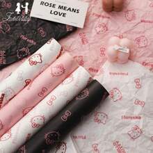 Sanrio 10pcs 50*70cm Cute Cartoon And Anime Wrapping Paper, Cute Little Cat Cinnamon Character Folding Flat Wrapping Paper, Gift Packaging, DIY Handicrafts, Party Gift Supplies, Christmas, Festivals, Birthdays, Pear Paper, Hello Kitty Flower Wrapping Paper