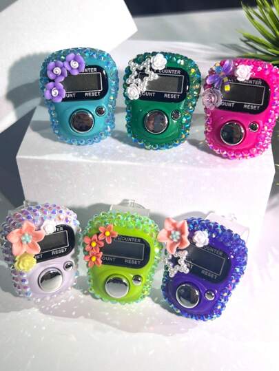 New Mini Ring Tally Counter, Rhinestone Hole Design, Fits All Finger Sizes, Compact & Lightweight, Counts 0-99999, Suitable For Prayer Counting, Inventory Counting, People Counting, Etc.