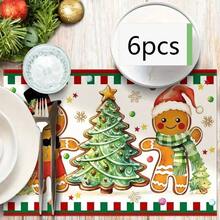 1/2/4/6pcs,Home Decor, Christmas Element Pattern Printed Linen Placemat, Table Mats, The Size Is 12 * 18inch/30 * 45cm, Suitable For Dining Tables, Versatile Seasonal Decoration In Spring, Summer, Autumn, Winter, Modern Style Washable Table Mat, Heat-Resistant, Stain Resistant, Room Decoration, Table Mat, Coaster, Kitchen Table Mat, Party Decoration, Home Decoration, Ideal Christmas Gift - Multicolor - View 24