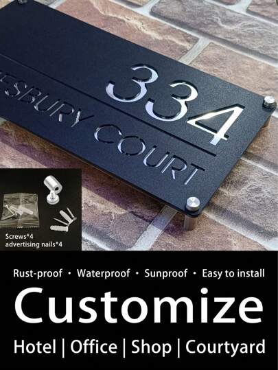 1pc Modern 3D Etched Double Layer Acrylic Custom House Number Plate - Outdoor Street Address Sign, Elegant Design, Surface Mount, No Electricity Needed, Home Decor, Ornamental, Reusable, Multi-Functional, Stylish, Exquisite, High-Quality, Custom, Personalized, Unique, Ideal Gifts For Him, Ideal Gifts For Her, Her, Boyfriend, Girlfriend, Dad, Mom, Family, Friends, Youth, School Students, Workers, Youth, Office, Tea Room, School, Home Birthday Graduation,Personal Items