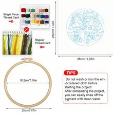 1 Piece Embroidery Kit, 20x20cm/7.9x7.9 Inches, Winter Village, Handmade DIY Embroidery Kit, Suitable For Both Adults And Beginners, Including User Manual, Printed Fabric, Embroidery Frame, And Needles And Threads