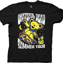 Ripple Junction Grateful Deads Men's Short Sleeve T-Shirt Dancing Skater Bear Summer Tour 1990 Skateboard Officially Licensed - 黑色 - 查看 1
