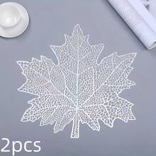 1/2/4/6/8/12pcs Hollow Maple Leaf Gold Foil Placemats, Asymmetrical Shape Dining Table Mats, Hotel Heat Insulation Bowl Pad, Coasters For Afternoon Tea