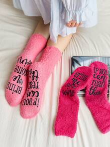 1 Paar kreative personalisierte Geschenksocken, rosa Schleifensocken, Kuchensocken, Korallfleecestrümpfe, rutschfeste Hausstrümpfe, Damen Mittellange Socken, Paar-Socken