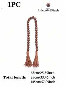 1pc Bohemian Style Black.White.Brown Wooden Bead Hanging Ornament With Tassel - Rustic Farmhouse Style Beaded Hanging Ornament, Suitable For Wall Decoration, Handicraft Material, Home Decoration Accessories Best Gifts Birthday Graduation - Multicolor - View 2