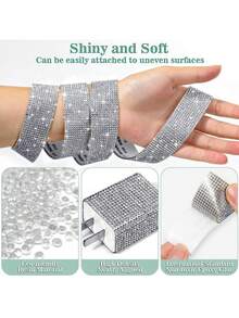 1 Yard Large-Sized Self-Adhesive Rhinestone Ribbon, Rhinestone Strip, DIY Diamond Sparkling Ribbon Sticker, Rhinestone Tape Roll, Suitable For Handicrafts, Mobile Phone And Car Decoration