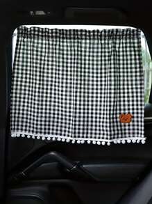 1 格子可爱熊设计汽车遮阳板 - 弹性吸盘车窗罩，防紫外线，耐用提花面料内饰配件，有趣的设计。 - 均碼 - 查看 2