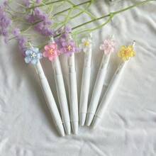 5/2/1pcs, 0.5mm Black Ink Refill Random Cute Floral Quick-Drying Ballpoint Pen, Adorable Flower Push Pen, Suitable For Students And Girls, Back To School Gift For Kids, Friends, Best Friends (Sakura Color Is Random)