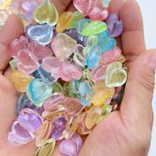 10 pièces Autocollants plats transparents en forme de cœur assortis, pour la fabrication de bijoux, les accessoires pour cheveux, la décoration artisanale (Bijouterie pour adultes de 14 ans et plus) - Multicolore - Voir 3