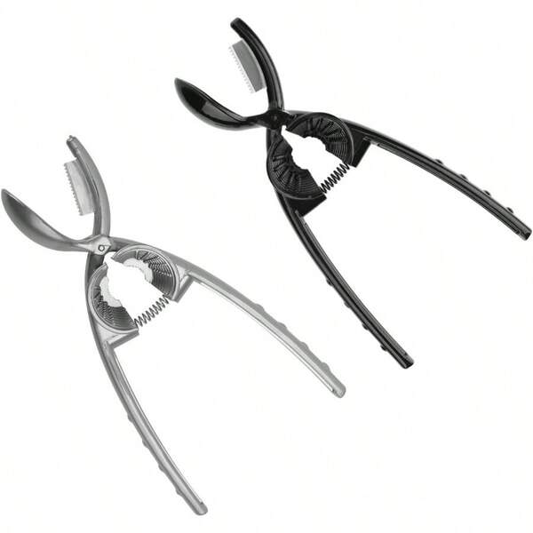 2pcs 2in1 Nut Cracker, Pecan Cracker Zinc Alloy Silver Black Cracker Tool Chestnut Cutter Nutcracker Cracker Nut Crackers For All Nuts