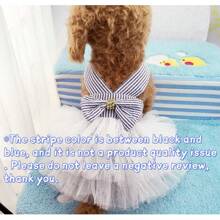 1 新款宠物公主裙，春夏条纹蝴蝶结狗猫公主裙，适合比熊、博美、约克夏、泰迪、贵宾犬、吉娃娃等中小型猫狗日常穿着；猫狗裙子，狗衣服，猫咪衣服，狗猫用品；旅行