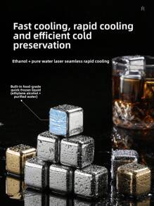 316L 不锈钢冰块，可重复使用的金属冰球机，适用于家庭、啤酒和饮料冷却器 - 銀色 - 查看 2